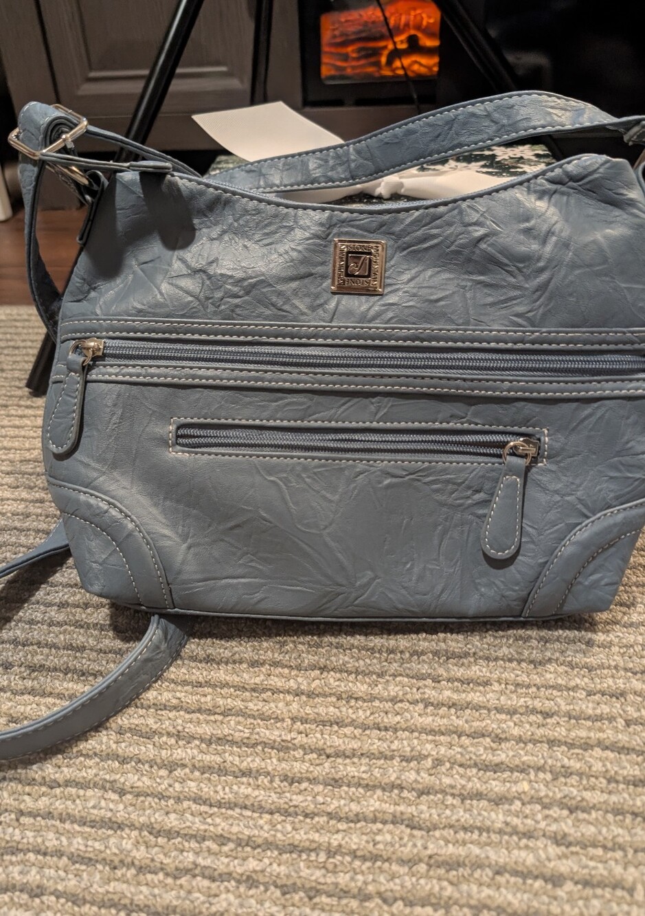 Stone Mountain Women’s Blue Crossbody Bag with Front Zip Pockets